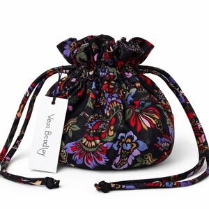 Vera Bradley | Floral Black Drawstring Jewelry Bag | Venetian Paisley | Rare